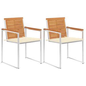 vidaXL Chaises de jardin avec coussins lot de 2 Acacia solide et acier