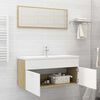 vidaXL Ensemble de meubles de salle de bain 2pcs blanc et ch&ecirc;ne sonoma