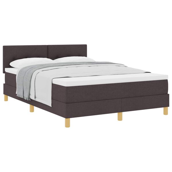 vidaXL Lit &agrave; ressorts avec matelas Marron fonc&eacute; 140 x 200 cm tissu
