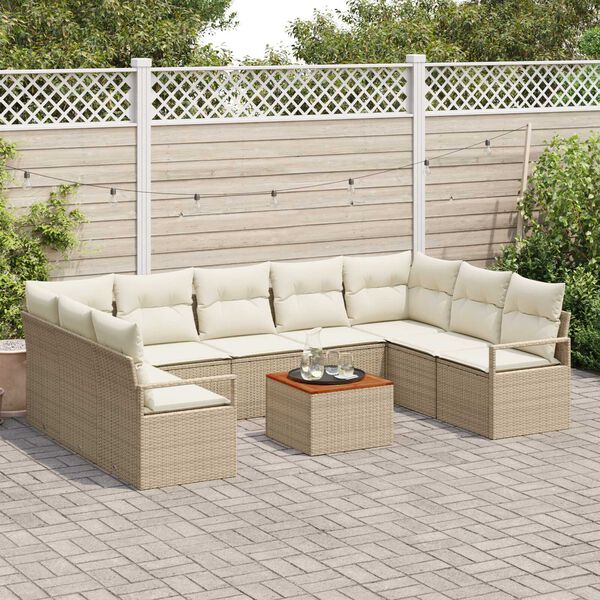 vidaXL Ensemble de canapé de jardin 10 pcs Beige et blanc