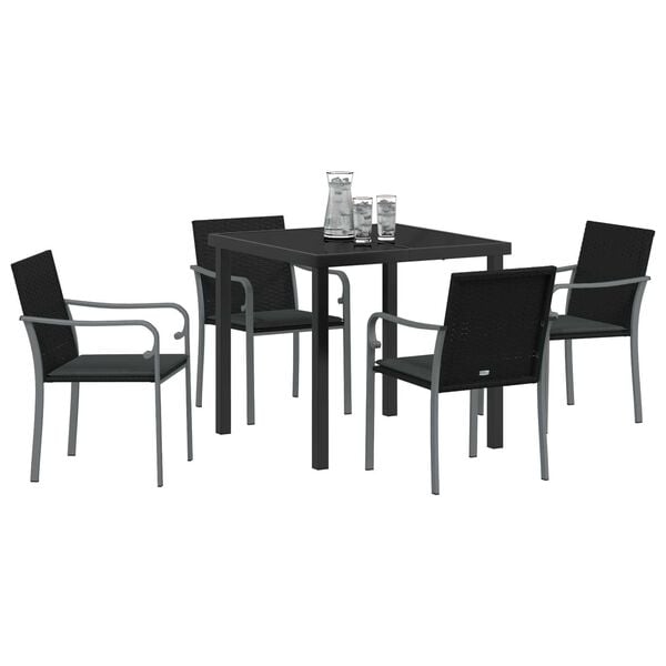 vidaXL Ensemble de salle &agrave; manger pour jardin 5 pcs Noir Poly rotin