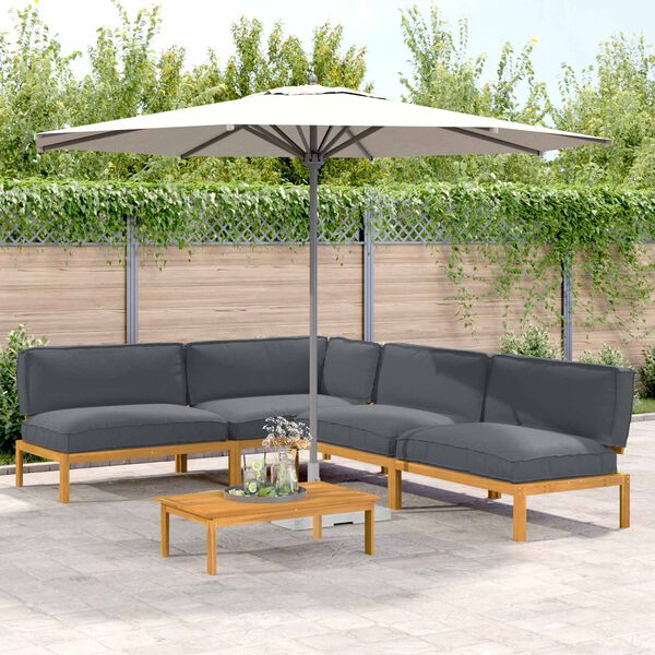 vidaXL Ensemble de Canap&eacute;s Uni 5 pcs Anthracite Bois d'Acacia Massif
