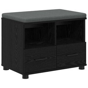 vidaXL Banc d'entr&eacute;e avec coussin Ch&ecirc;ne noir 60 x 38 x 46 cm