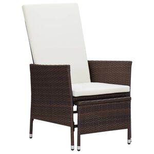 vidaXL Chaise inclinable de jardin avec coussins R&eacute;sine tress&eacute;e Marron