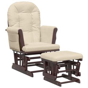vidaXL Chaise ber&ccedil;ante avec repose-pied Blanc cr&egrave;me Tissu