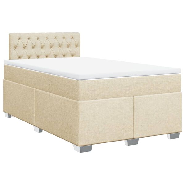 vidaXL Sommier &agrave; lattes de lit avec matelas cr&egrave;me 120x190 cm tissu
