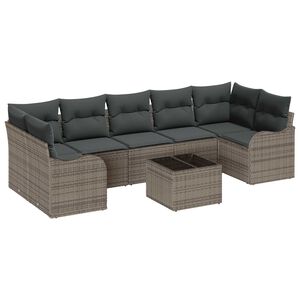 vidaXL Ensemble de canap&eacute; de jardin avec coussin 8 pcs Gris