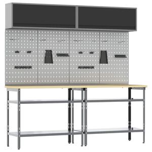 vidaXL Ensemble d'&eacute;tabli 8 pc Noir et gris Acier enduit de poudre