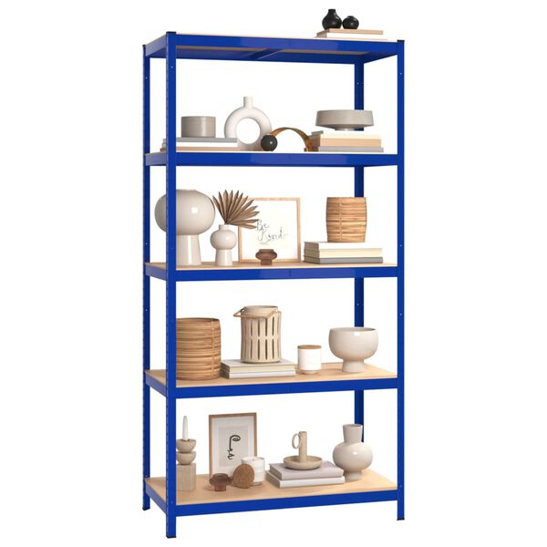 vidaXL &Eacute;tag&egrave;res &agrave; 5 niveaux 3 pcs Bleu Acier et bois d'ing&eacute;nierie