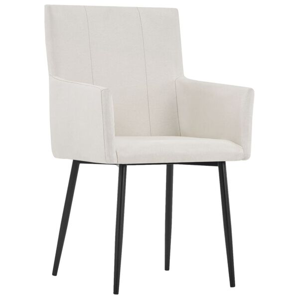 vidaXL Chaises &agrave; manger et accoudoirs lot de 2 cr&egrave;me tissu