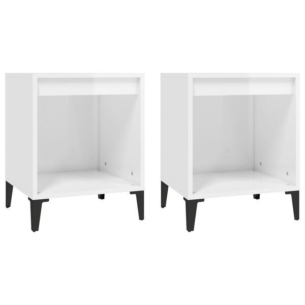 vidaXL Tables de chevet 2 pcs Blanc brillant 40x35x50 cm