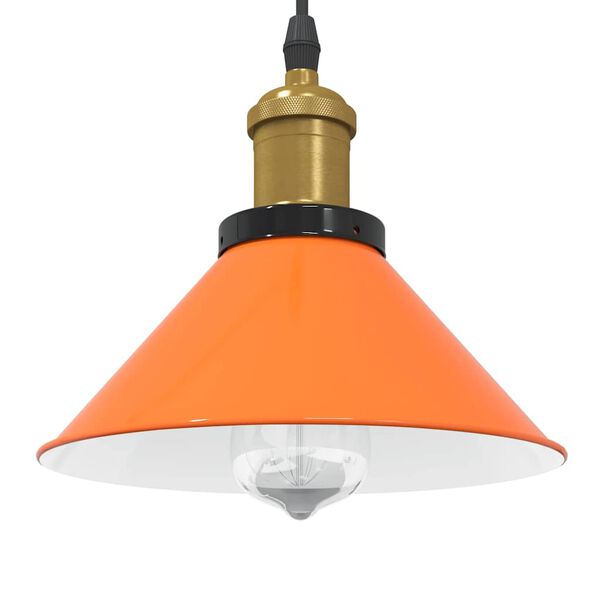 vidaXL Lampe suspendue réglable hauteur E27 orange brillant métal