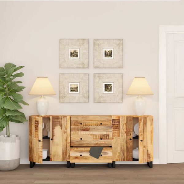 vidaXL Buffets 3 pcs Bois de manguier brut