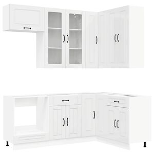 vidaXL Unit&eacute; de cuisine KALMAR 8 pc Blanc brillant Bois d'ing&eacute;nierie