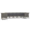 vidaXL Salon de jardin 9 pcs avec coussins Gris R&eacute;sine tress&eacute;e