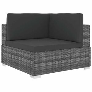 vidaXL Chaise d'angle 1 pc et coussins R&eacute;sine tress&eacute;e Gris