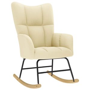 vidaXL Chaise &agrave; bascule Cr&egrave;me Tissu
