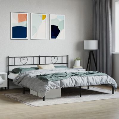 vidaXL Cadre de lit métal sans matelas avec tête de lit noir 193x203cm