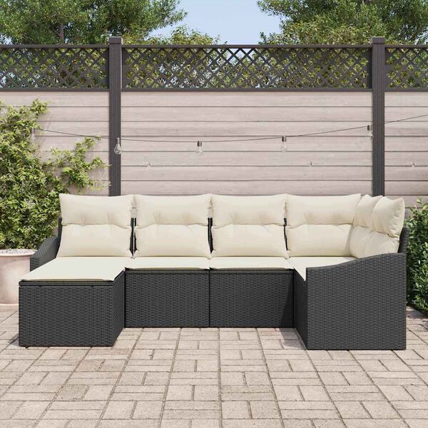 vidaXL Ensemble de Canap&eacute;s avec coussin 6 pcs Noir polyrotin