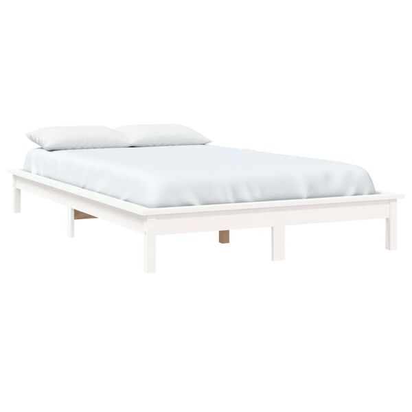 vidaXL Cadre de lit sans matelas blanc bois massif