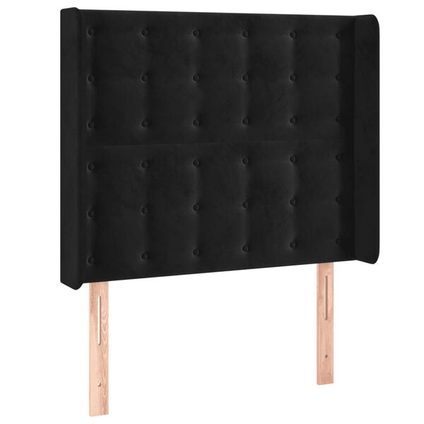 vidaXL T&ecirc;te de lit avec oreilles Noir 93x16x118/128 cm Velours