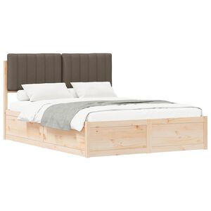vidaXL Cadre de lit avec t&ecirc;te de lit rembourr&eacute;e Taupe 140 x 200 cm