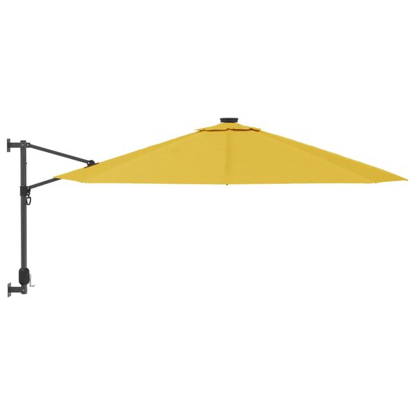 vidaXL Parasol mural avec LED jaune 290 cm