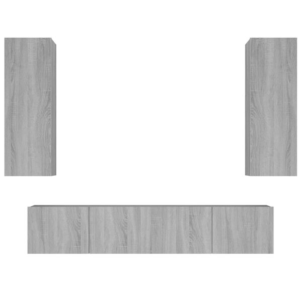 vidaXL Ensemble de meubles TV 4 pcs Sonoma gris Bois d'ing&eacute;nierie