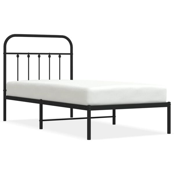 vidaXL Cadre de lit m&eacute;tal sans matelas avec t&ecirc;te de lit noir 80x200 cm