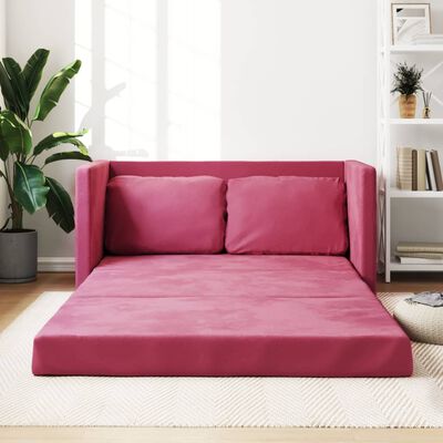 vidaXL Canapé-lit 2 en 1 rouge bordeaux 122x204x55 cm velours