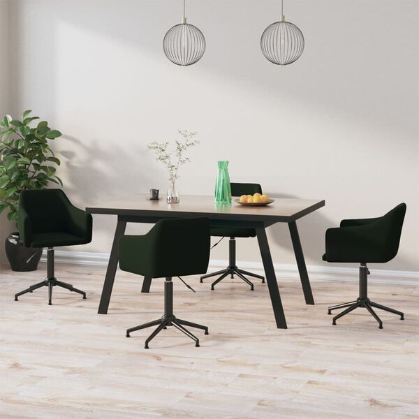 vidaXL Chaises pivotantes &agrave; manger lot de 4 Vert fonc&eacute; Velours