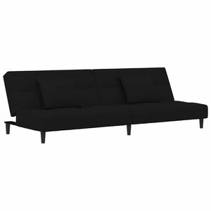 vidaXL Canap&eacute;-lit &agrave; 2 places avec deux oreillers Noir Velours