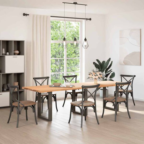 vidaXL Pieds de table &agrave; manger en U 3 pi&egrave;ces Acier naturel 70 x (72-73) cm Acier