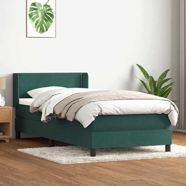 vidaXL Sommier à lattes de lit et matelas vert foncé 100x210cm velours