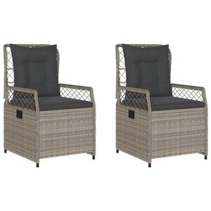 vidaXL Chaises inclinables de jardin lot de2 gris clair r&eacute;sine tress&eacute;e