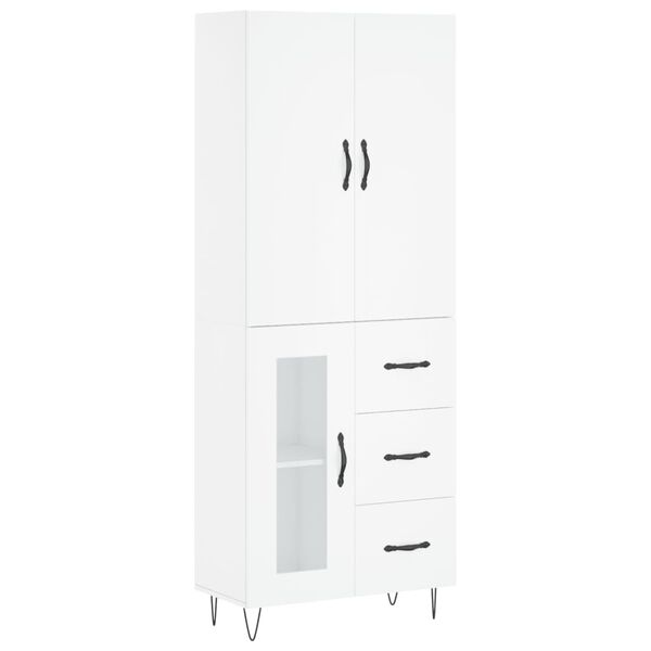 vidaXL Buffet haut Blanc 69,5x34x180 cm Bois d'ing&eacute;nierie
