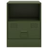vidaXL Table de chevet vert olive 34,5x39x44 cm acier