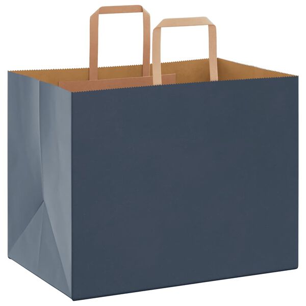 vidaXL Sacs en papier 50 pcs avec poign&eacute;es bleu 32x22x24 cm