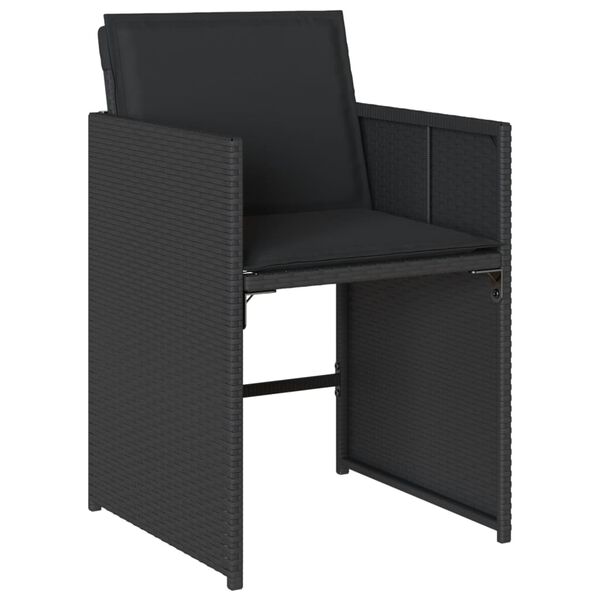 vidaXL Ensemble &agrave; manger de jardin 15 pcs coussins noir r&eacute;sine tress&eacute;e