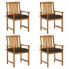 vidaXL Chaises de jardin avec coussins lot de 4 Bois d'acacia massif