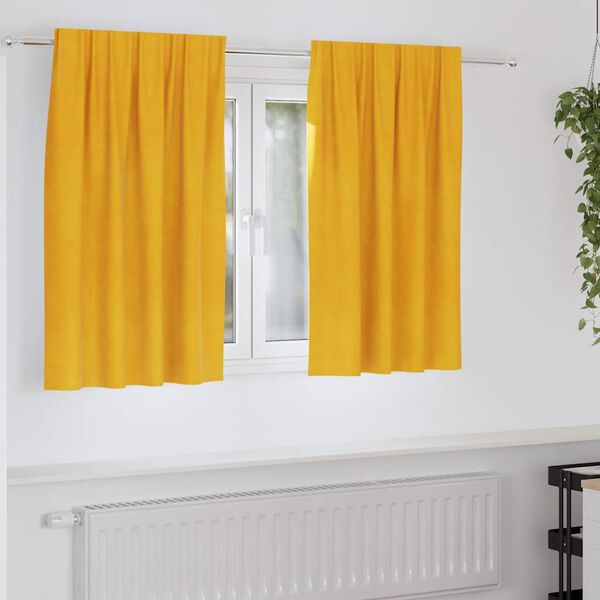 vidaXL Rideaux occultants 2 pcs Jaune moutarde 140 x 140 cm Velours