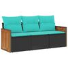 vidaXL Salon de jardin 3 pcs avec coussins noir r&eacute;sine tress&eacute;e