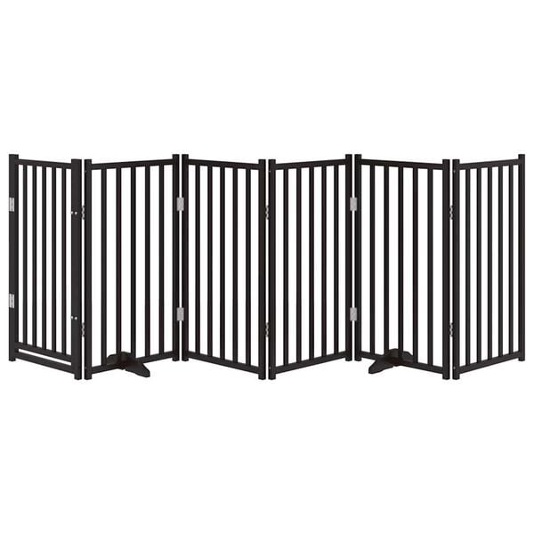 vidaXL Barri&egrave;re pour chiens avec porte 6 panneaux bois de sapin massif