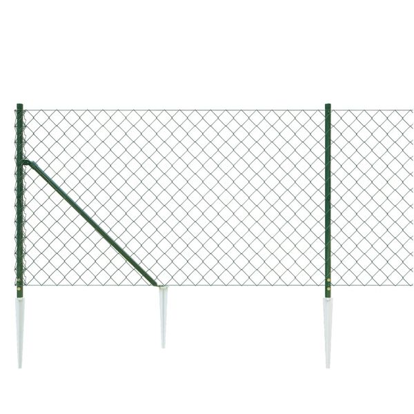 vidaXL Cl&ocirc;ture &agrave; mailles losang&eacute;es avec piquet d'ancrage vert 1,1x25 m
