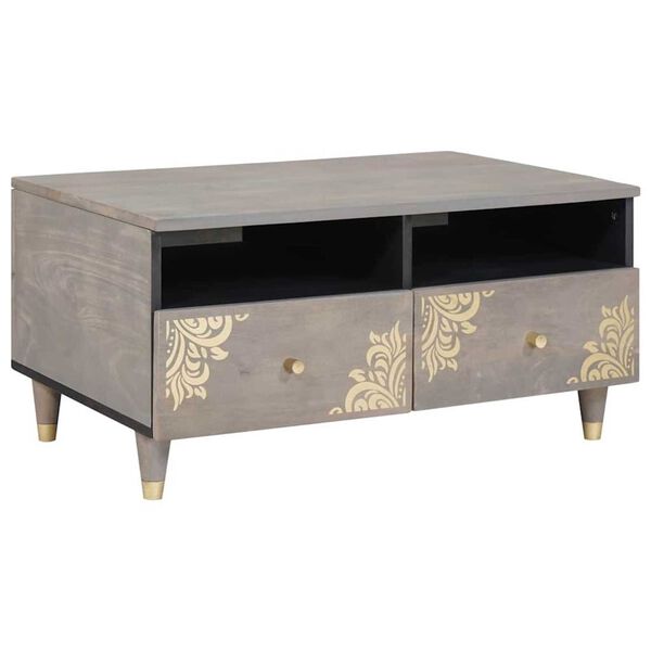 vidaXL Table basse Gris 80 x 54 x 40 cm Bois de mangue massif