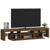 vidaXL Meuble TV avec lumi&egrave;res LED Ch&ecirc;ne marron 200x36,5x40 cm
