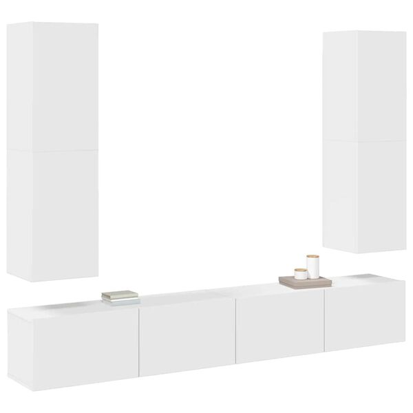 vidaXL Ensemble de meubles TV 4 pcs Blanc Bois d'ing&eacute;nierie