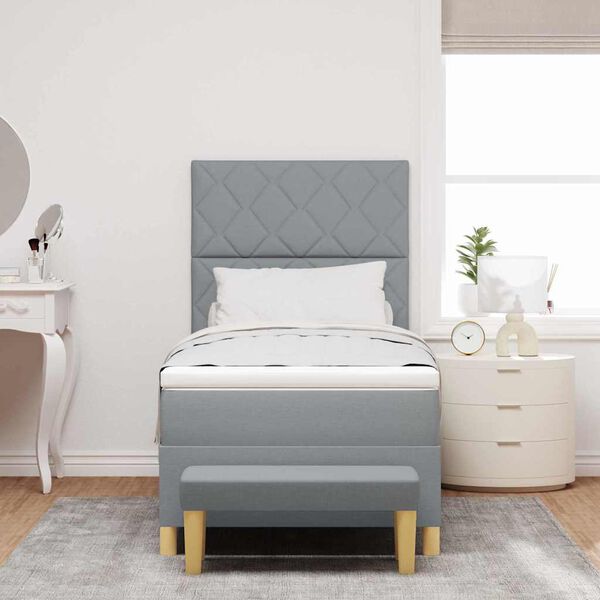vidaXL Lit &agrave; ressorts avec matelas Gris clair 100 x 200 cm tissu