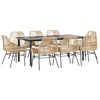 vidaXL Ensemble &agrave; manger jardin coussins 9pcs marron poly rotin verre