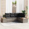 vidaXL Ensemble de canap&eacute; de jardin avec coussin 4 pcs Gris Polyrotin